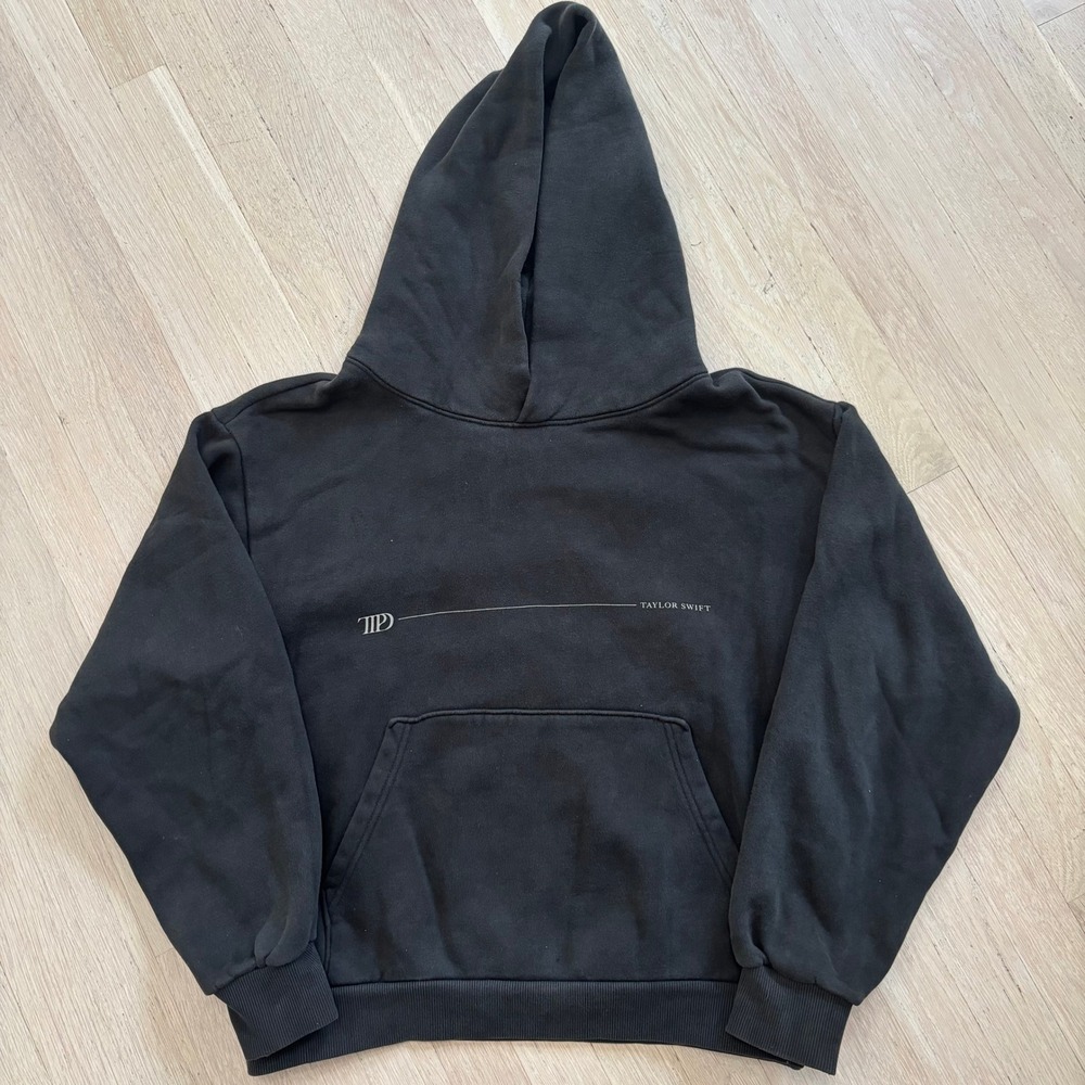 Taylor Swift TTPD Hoodie Unisex Medium Black Excellent Back Graphic Merch